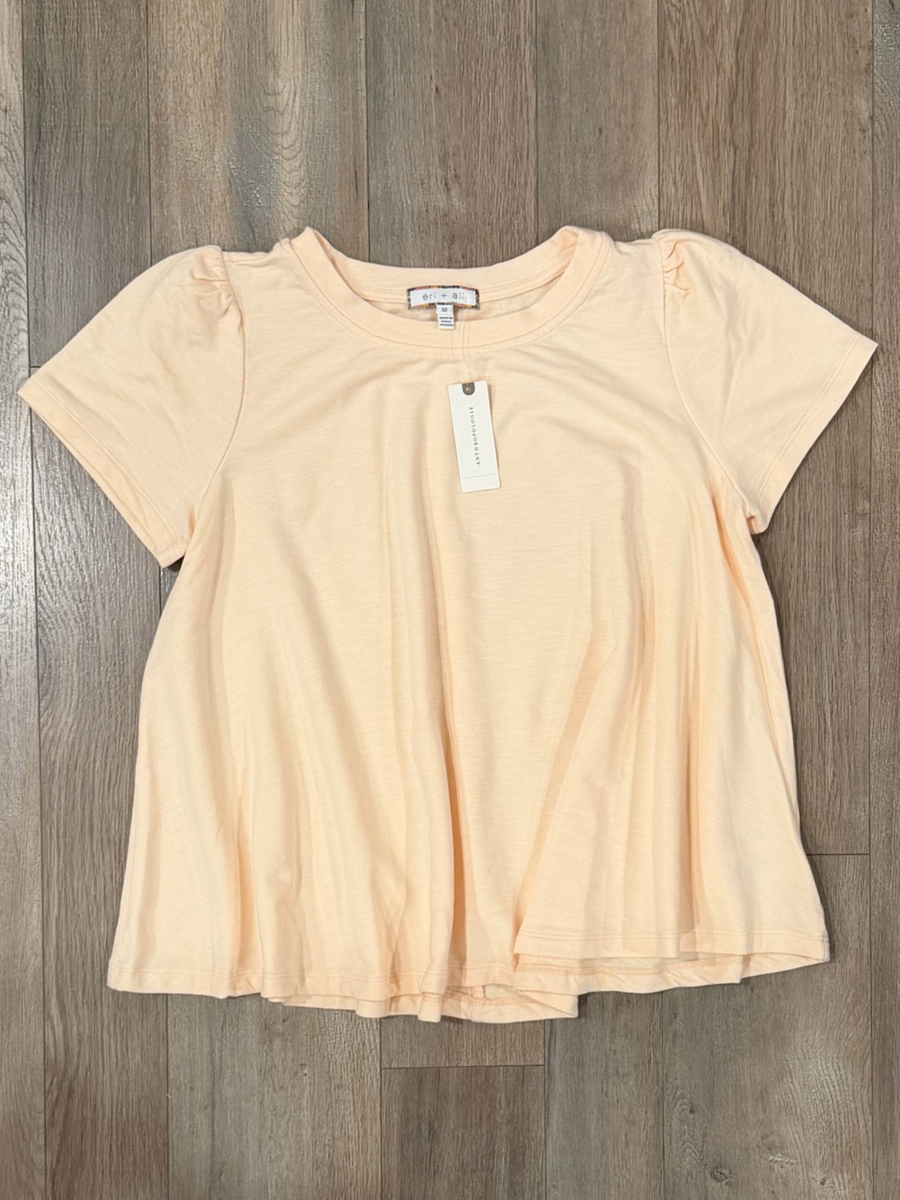Anthropologie eri + ali Peach Short Sleeve Peplum Top